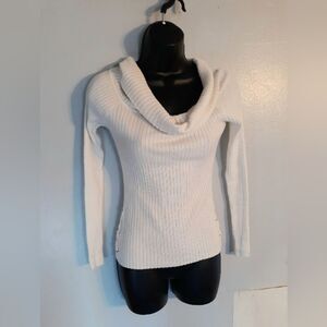 Derek Heart white ribbed lace up side sweater